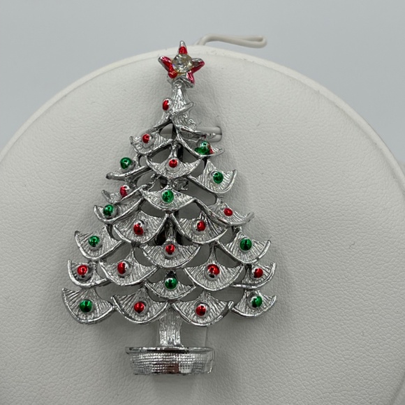 Vintage Christmas Brooches Lot Of 4 Tree Deer Wreath Penguin - Picture 6 of 12